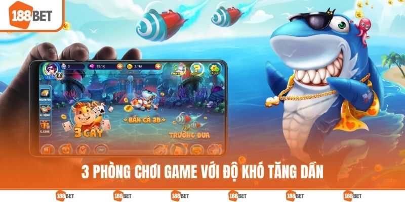 3 phòng chơi game với độ khó tăng dần