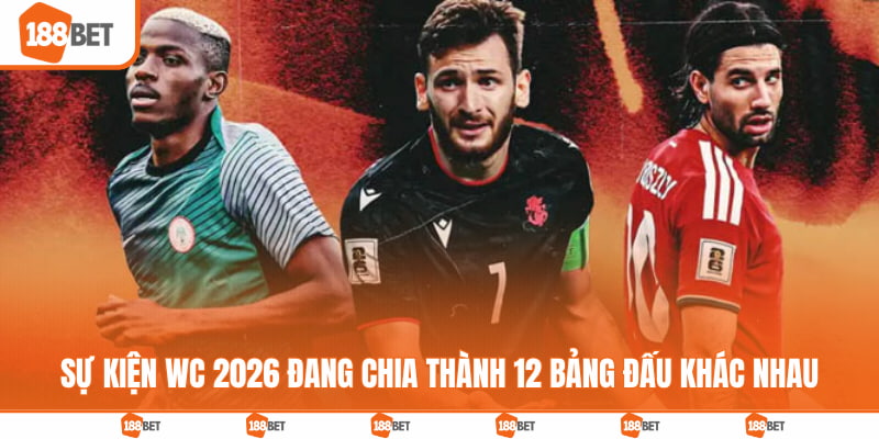 Sự kiện WC 2026 đang chia thành 12 bảng đấu khác nhau